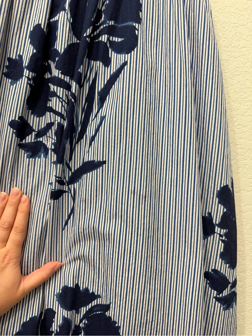 Abercrombie & Fitch Blue and White Striped Maxi with Navy Floral